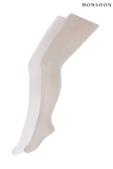 Lot de collants Monsoon argent pailletés en nylon bébé