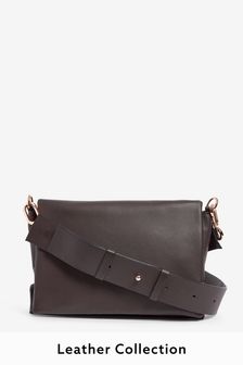 Dark Chocolate Brown Leather Soft Padded Across-Body Bag (M34341) | BGN 178