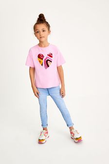 Pink Embroidered Sequin Heart T-Shirt (3-16yrs) (M35361) | €10 - €16.50