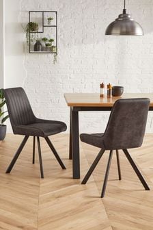 Set of 2 Monza Faux Leather Peppercorn Brown Oakley Black Legs Dining Chairs (M35737) | €355