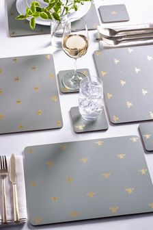 Set of 4 Gold Bees Corkback Placemats and Coasters (M35741) | ₪ 66