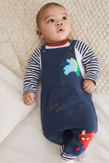 Denim Blue/Red Bright Baby 2 Piece Dungarees And Bodysuit Set (0mths-3yrs) (M35751) | €20 - €22.50
