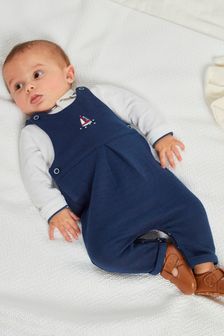 Navy Blue Smart Boat Baby Dungaree And Bodysuit Set (0mths-3yrs) (M35756) | BGN 57 - BGN 63