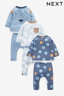 Niebiskie z abstrakcyjnym wzorem - 6 komplety niemowlęce: koszulki i legginsy (M35758) | 130 zł - 141 zł
