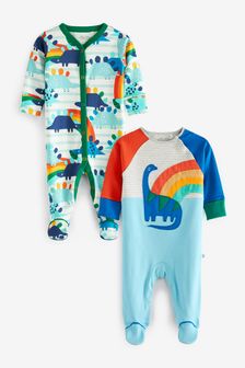Blue Dino 2 Pack Baby Sleepsuits (0-3yrs) (M35906) | ₪ 58 - ₪ 66