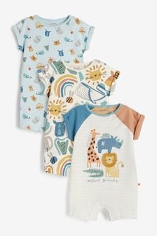 Ochre Yellow Lion Baby 3 Pack Rompers (0mths-3yrs) (M35914) | €20 - €22