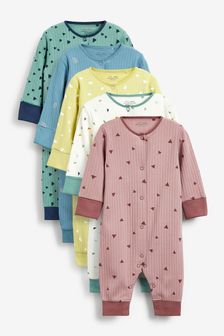 Blue/Purple/Green Mini Print 5 Pack Baby Sleepsuits (0mths-3yrs) (M35915) | $48 - $55