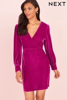Pink Next Velvet Long Sleeve Mini Dress (M36177) | €23