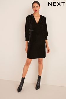 Black Next Velvet Long Sleeve Mini Dress (M36178) | €27