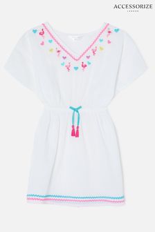 Accessorize Womens White Flamingo Embroidered Kaftan (M36319) | €24 - €25