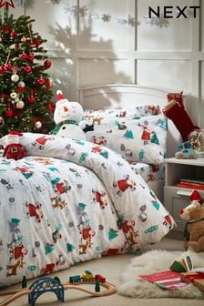 Ensemble housse de couette et taie d’oreiller Père Noël et cadeaux (M36320) | 21€ - 32€