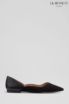 LK Bennett Black Iris Suede And Leather Sweetheart Flats (M36559) | $392