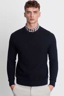 Navy Textured Oxford Mock Shirt Jumper (M36725) | kr399