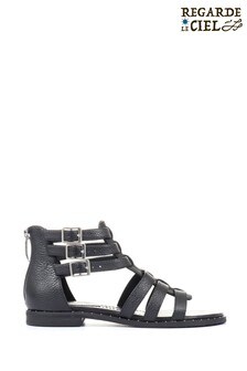 Regarde Le Ciel Ladies Black Catalina-01 Leather Gladiator Sandals (M36991) | 120 €