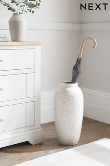 White Tile Embossed Extra Large Ceramic Vase (M37037) | $130