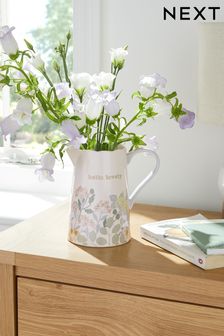 White Floral Ceramic Jug Flower Vase (M37043) | 78 QAR