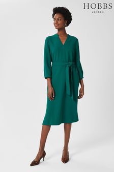 Hobbs Kirsty Green Belted Dress (M37116) | ₪ 647