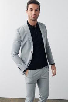 Light Grey Super Skinny Fit Motion Flex Suit: Jacket (M37256) | kr856