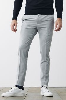 Svetlo siva - Oprijet kroj - Raztegljiva moška obleka Motionflex: hlače (M37257) | €9