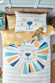 Parure housse de couette et taie d'oreiller motif lion colorée réversible pour enfant (M37309) | €20 - €31