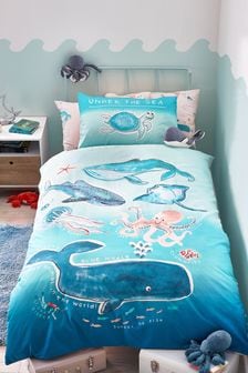 Blue Under The Sea Whale And Friends Reversible Duvet Cover and Pillowcase Set (M37313) | €20 - €22