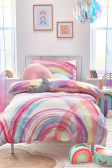 Pink Rainbow 100% Cotton Reversible Duvet Cover and Pillowcase Set (M37314) | €20 - €32