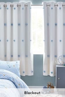 Blue Pom Pom Eyelet Blackout Curtains (M37356) | €37 - €72