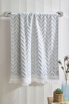 French Blue Wave Striped Towel (M37572) | $15