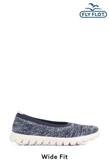Fly Flot Blue Ladies Wide Fit Slip-On Trainers