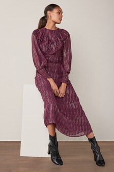 Purple Ruffle Sparkle Midi Dress (M38850) | 61 €