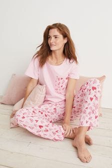 Pink Hearts - Cotton Short Sleeve Pyjamas (M39571) | MYR 80
