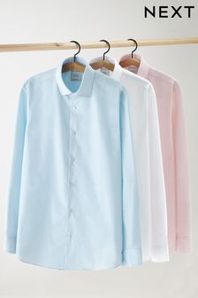 Синий/розовый/белый - Классический крой, прямые манжеты - Набор из 3 рубашек  (M39872) | 1 276 грн