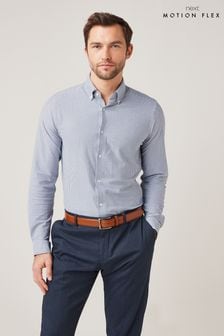 Blue/White Stripe Slim Fit Single Cuff Motion Flex Knitted Shirt (M39877) | 41 €