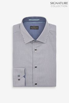 Blue/Green Stripe Slim Fit Single Cuff Signature Trimmed Shirt (M39880) | $57