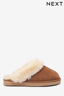 Chestnut Brown Suede Mule Slippers (M40019) | €32.50