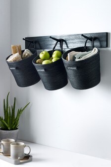 Set of 3 Black Hanging Vegetable Baskets (M41108) | 70 €