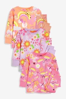 Pink/Purple Bright Unicorn - 3 Pack Pyjamas (9mths-8yrs) (M41190) | kr320 - kr399