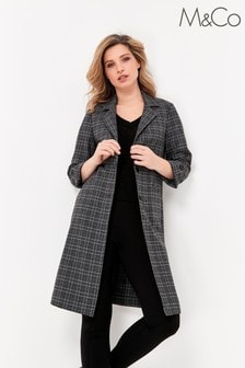 M&Co Grey Check Duster Coat (M41396) | $74