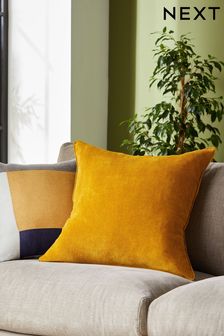 Ochre Yellow Soft Velour Large Square Cushion (M41423) | 107 zł