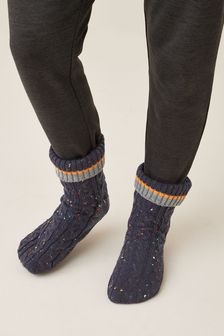 Navy Blue Cable Slipper Socks (M41454) | R250