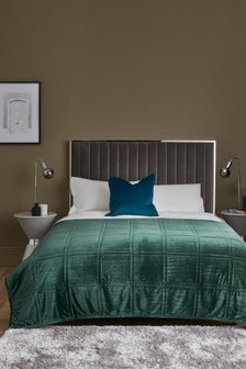 Emerald Green Luxurious Quilted Velvet Bedspread (M41470) | 64 € - 115 €