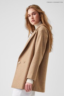 French Connection Natural Balia Tweed Coat (M41516) | ₪ 602