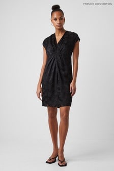 Čierne saténové šaty s prekrúteným prvkom French Connection PF Aime (M41682) | €112