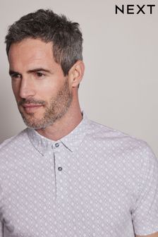 Weiß/Grau, Diamant - Bedrucktes Polo-Shirt (M42141) | 15 €