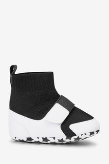 Black White Pram Sock Trainers (0-24mths) (M42294) | $15 - $17