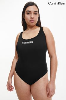 Czarny jednoczęściowy strój kąpielowy Calvin Klein Intense Power Curve z szerokim wycięciem z tyłu (M42443) | 252 zł