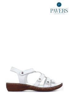 Pavers White Ladies Leather T-Bar Sandals (M42508) | €71