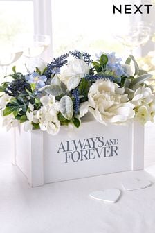 Beyaz Düğün Dekoru Yapay Çiçekler Her Zaman ve Sonsuza Dek Pencere Kutusu (M42729) | ₺ 608