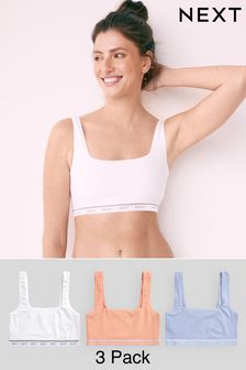 Pink/Lilac Purple/White Cotton Crop Tops 3 Pack (M42955) | SGD 36