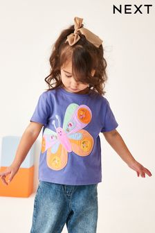 Purple Butterfly Short Sleeve Cotton T-Shirt (3mths-7yrs) (M43592) | €7 - €8